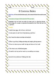 English Worksheet: Comma Rules