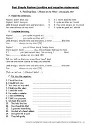 English Worksheet: Past Simple positive and negative forms