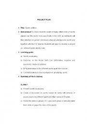 English Worksheet: PROJECT PLAN - Sports