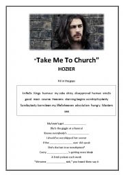 English Worksheet: take me to church by HOZIER