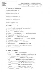 English Worksheet: 7 grade exam Simple Past Tense