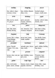 English Worksheet: Taboo! Game Sheet
