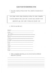 English Worksheet: Adjectives describing cities
