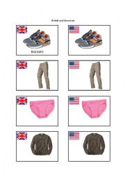 English Worksheet: British and American English Clothing