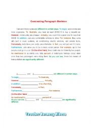 English Worksheet: Contrasting Paragraph writing