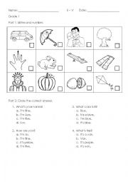 English Worksheet: review alphabet and basic English questions for kids