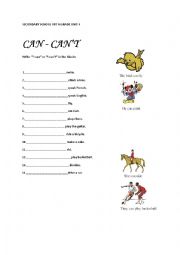 English Worksheet: can- cant