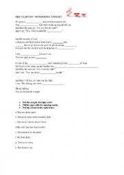 English Worksheet: Wonderful tonight 