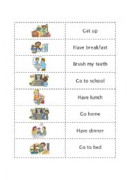 English Worksheet: Daily Routines memory game