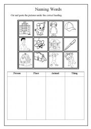 English Worksheet: Naming Words