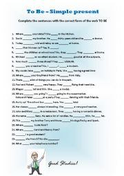 English Worksheet: Simple Present - To be verb