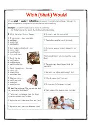 English Worksheet: Wish (That) Would Tutorial and Exercises