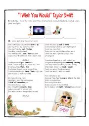English Worksheet: I Wish You Would by Taylor Swift