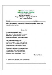 English Worksheet: comprehension