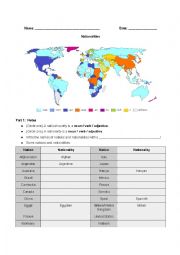 English Worksheet: Nationalities Worksheet (Olympics Focused)