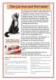 English Worksheet: The Cat that said, Please!