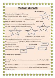 English Worksheet: STAIRWAY AT HEAVEN