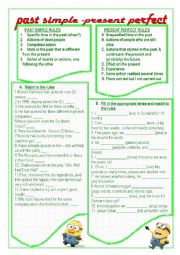 English Worksheet: present perfect vs. past simple rules 