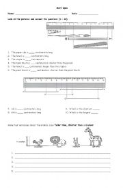 English Worksheet: Longer - Shorter (measurement Workshop)