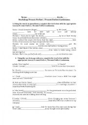 English Worksheet: Present perfect worksheet