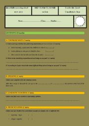 English Worksheet: Mid term Test  N 3 for 1st form 