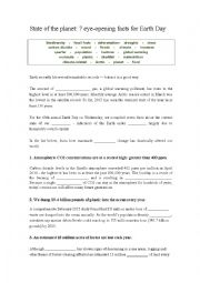 English Worksheet: The state of the Planet - 7 eye opening facts for Earth Day