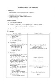 English Worksheet: Lesson Plan in English (Kinds of Sentences)