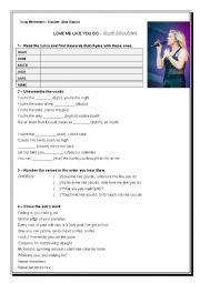 English Worksheet: Love me like you do 