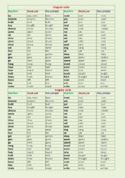 English Worksheet: Irregular verbs