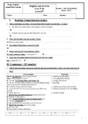 English Worksheet: test 8th form