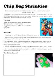 English Worksheet: Chip Bag Shrinkies