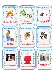 English Worksheet: Does Your Dog...? Go Fish