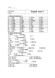 English test 1- Focus on numbers