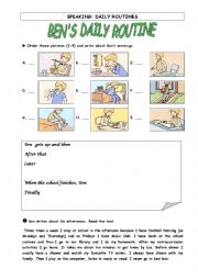 English Worksheet: present simple daily routines