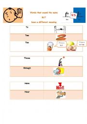 English Worksheet: Words that sound the same