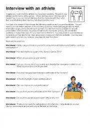 English Worksheet: Interview with an athlete