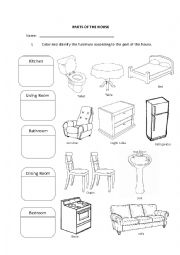 English Worksheet: Parts of the house