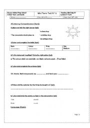 English Worksheet: mid term test N3