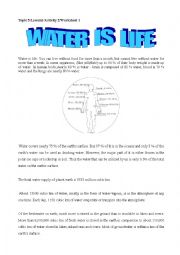 English Worksheet: Water is life