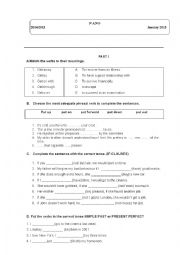English Worksheet: test 9th grade