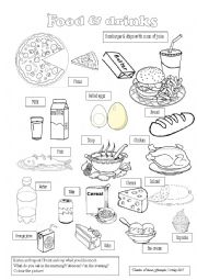 English Worksheet: food and drink