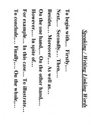 English Worksheet: Linking words