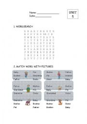 wordsearch & match word with picture -FAMILY- fast learners