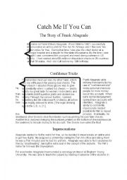 English Worksheet: Catch Me If You Can - Reading Comprehension and Crossword