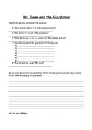 English Worksheet: Mr Bean and the Guardsman