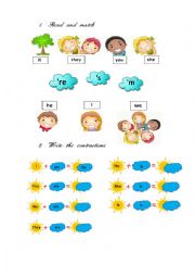 English Worksheet: Positive short forms am-is-are