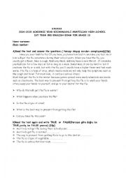 English Worksheet: exam1