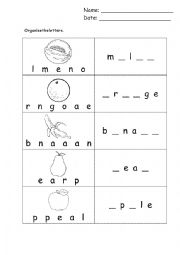 English Worksheet: Fruit