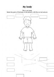 English Worksheet: body parts, face parts - complete the gap