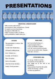 English Worksheet: PRESENTATION language
